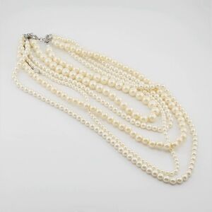 RJ GRAZIANO5strands ofFauxpearlsEach strand has differentSizeBead strand is 19"L